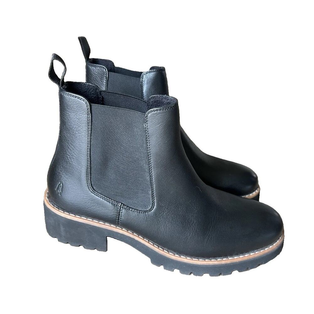 Hush Puppies NEW Amelia Chelsea Boots Womens 9.5 Black Leather Pull On NWOB